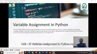 Variable Assignment in Python Problem Solving using Python SNS Institutions