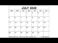 Free Printable July 2020 Calendar - Wiki-Calendar Com