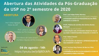 04/08/2020 - Abertura das Atividades da Pós-Graduação da USP no 2º Semestre de 2020