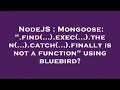 NodeJS Mongoose find exec then catch finally is not a function using blueb