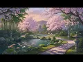 Japanese Cherry Blossom Garden with Koi Pond 4K - Free No Copyright Looping Anime Background