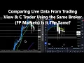 Comparing Live Data From Trading View C Trader Using the Same Broker FP Markets Is It The Same