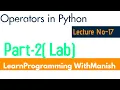 OPERATORS IN PYTHON PART-2 Python Tutorials For Absolute Beginners In Hindi - 17
