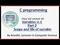 Variables scope and life of variable global and local variable c programming tutorial class14