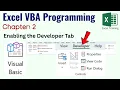 Enabling Developer Tab Excel VBA Programming Tutorial Chapter 2