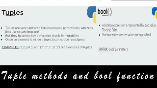 Tuple Methods and bool function Python Programming for Beginners