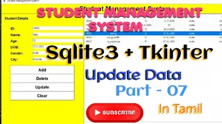 Sqlite3 Data Update in Tkinter python in Tamil Update Data in Tkinter