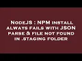 NodeJS NPM install always fails with JSON parse file not found in staging folder