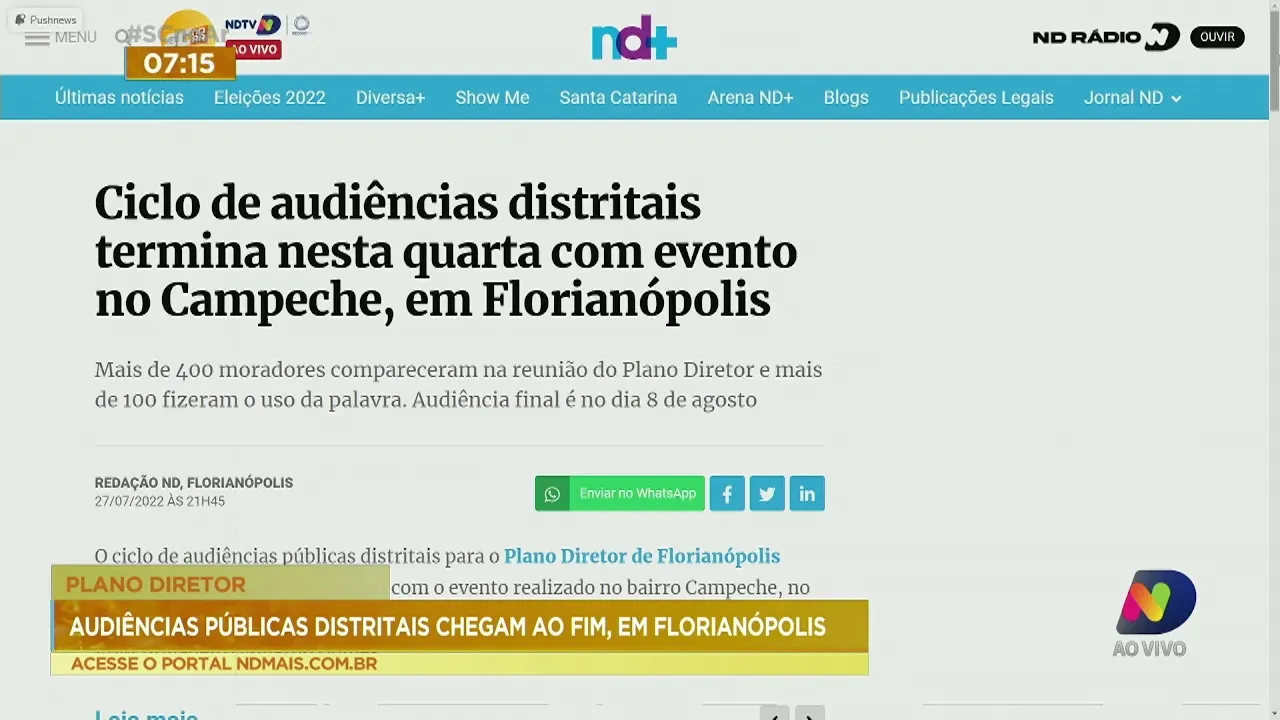 Audiências públicas distritais do Plano Diretor de Florianópolis chegam ao fim