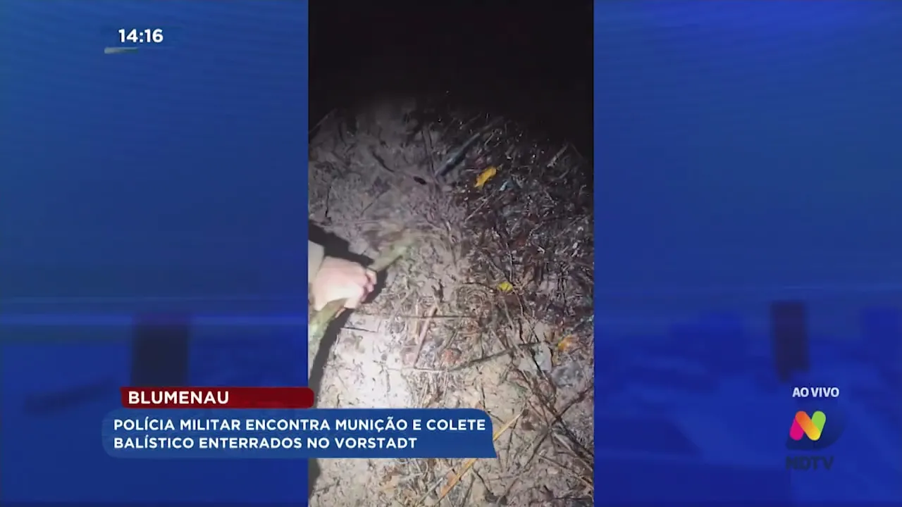 Polícia Militar encontra munição e colete balístico enterrados em Blumenau