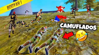 RETO: GANAR ACOSTADOS EN EL PASTO y CAMUFLADOS en CLASIFICATORIA 😂 FREE FIRE