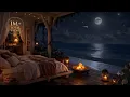 No Ads Cozy Sleep by the Sea LIVE Ocean Waves Fire Sounds Night Porch for Sleep Relax