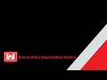 How to Add a Specification Section