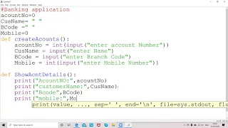 Python Function - Banking Application Program