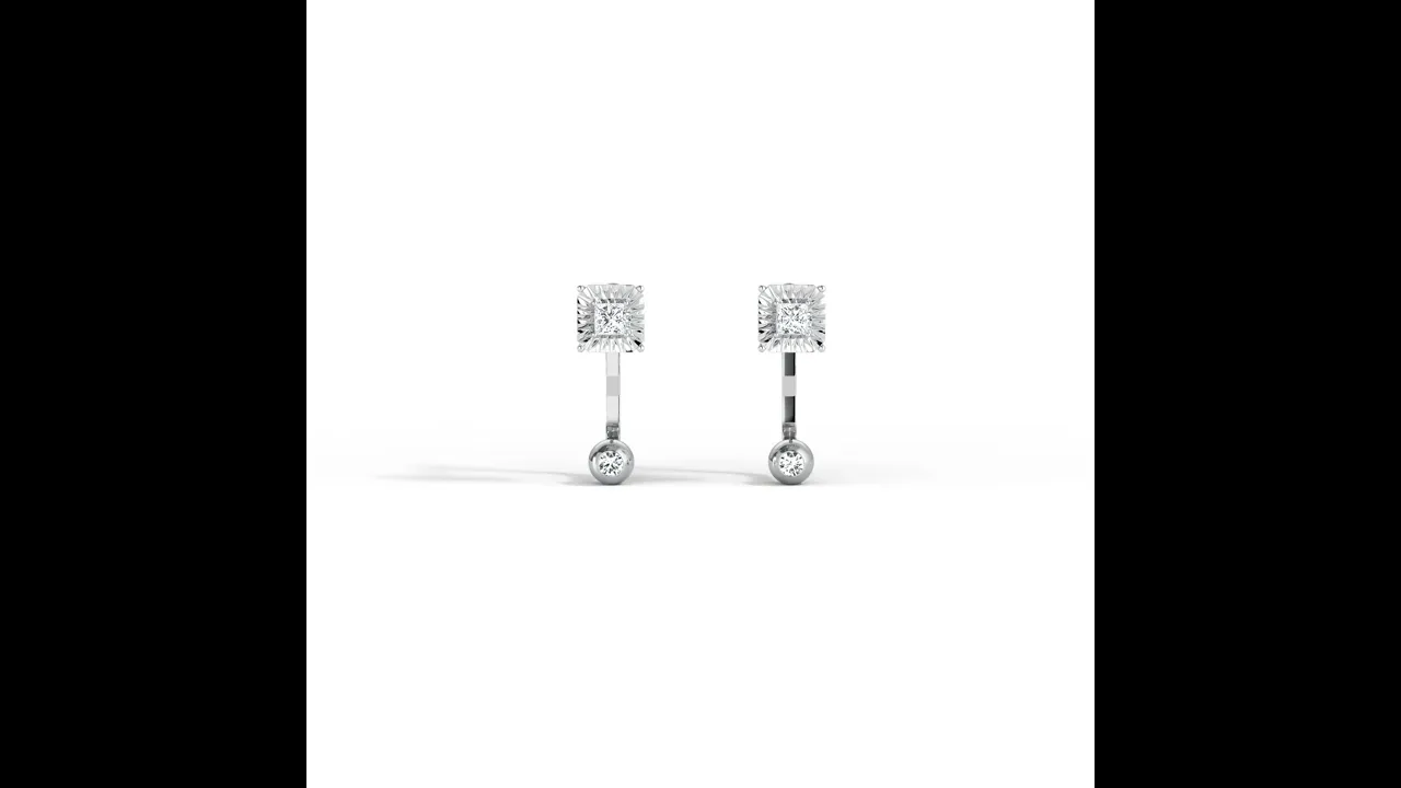 2-in-1 Convertible Princess Lab-Grown Diamond Stud & Drop Earrings in Sterling Silver
