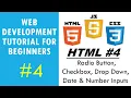 Web Development Tutorial for Beginners HTML - Radio Button Checkbox Drop Down Date Inputs