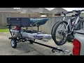 Two kayaks two bikes plus storage on a Tiny 40 x 48 Northern Tool base trailer