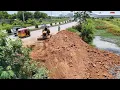 Lagu Great Project Start! Skillful Land Filling in Action Bulldozer With Dump Trucks Pushes Stone \u0026 Soil