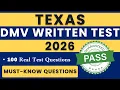 Texas DMV Written Test 2026 100 Questions Texas Driver Handbook DMV Permit Test