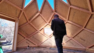 One Man Builds an Incredible UFO Shaped Wooden Dome House  Start to Finish