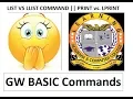 LIST LLIST PRINT LPRINT commands in gw basic 10th class computer chapter 2 gw basic lecture