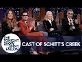 The Schitt s Creek Cast on Slow-Burn Success Red Carpet Stanning and Moira s Wigs