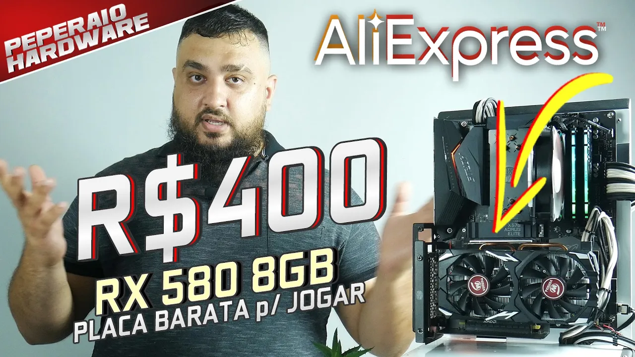 REVIEW RX 580 8GB BARATA do ALIEXPRESS (R$ 400)! Análise interna + comparativos GTX 1650 e RX 6400