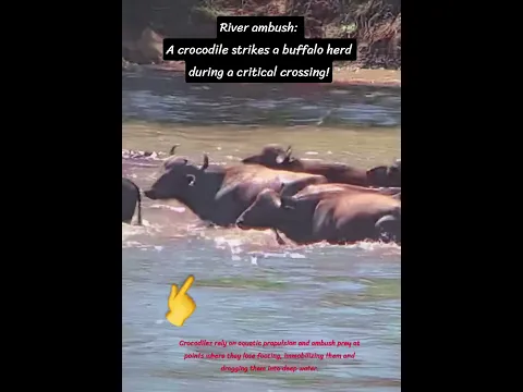 Sudden Aquatic Attack on a Buffalo Herd