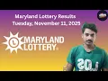Maryland Lottery Results Today Tuesday November 11 2025 MD Pick 3 Pick 4 Pick 5
