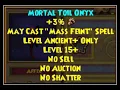 Wizard101 Mortal Toil Onyx 20 Pet Jewel with May Cast Mass Feint Pain Bringer