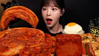 SUB)레전드 통삼겹 김치찜 먹방!🔥통스팸 새우전 꼬지전까지 한식 집밥 꿀조합 Kimchijjim Homemade Meal Mukbang Asmr