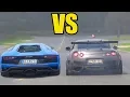 NISSAN GTR R35 vs LAMBORGHINI AVENTADOR ACCELERATION SOUND
