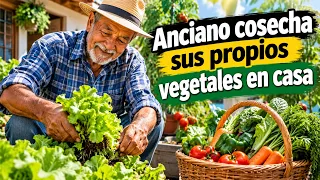ANCIANO CULTIVA EN CASA  SUS VEGETALES  #viral #plants #acuaponia #cosecha #cultivation