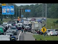 Drive by view of fatal crash scene on Garden State Parkway in Lacey Township New Jersey