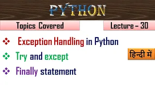 Exception Handling in Python Lecture 30