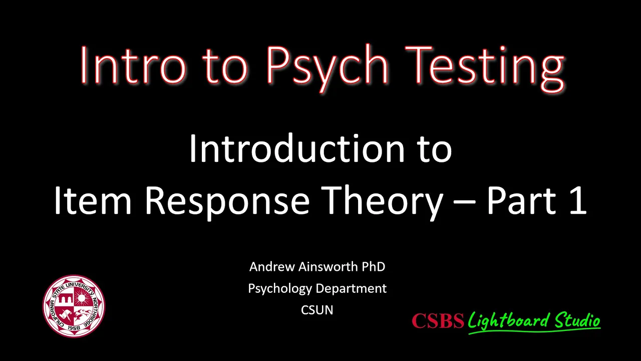 Psy427: Intro to IRT Part 1