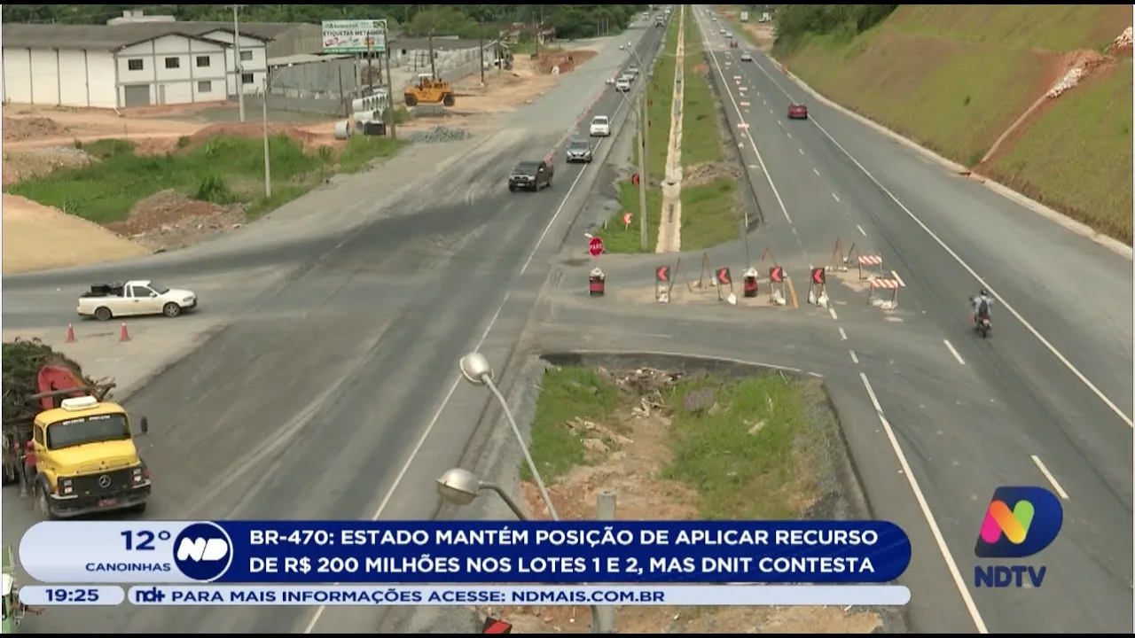 BR-470: Estado mantém posição de aplicar recurso de R$200 milhões em lotes, mas DNIT contesta