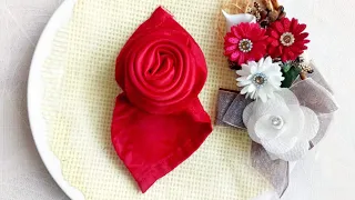 طي المنديل على شكل وردة لافراحك و المناسبات أسهل طريقة Fold The Napkin In The Shape Of A Rose 