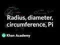Circles radius diameter circumference and Pi Geometry Khan Academy