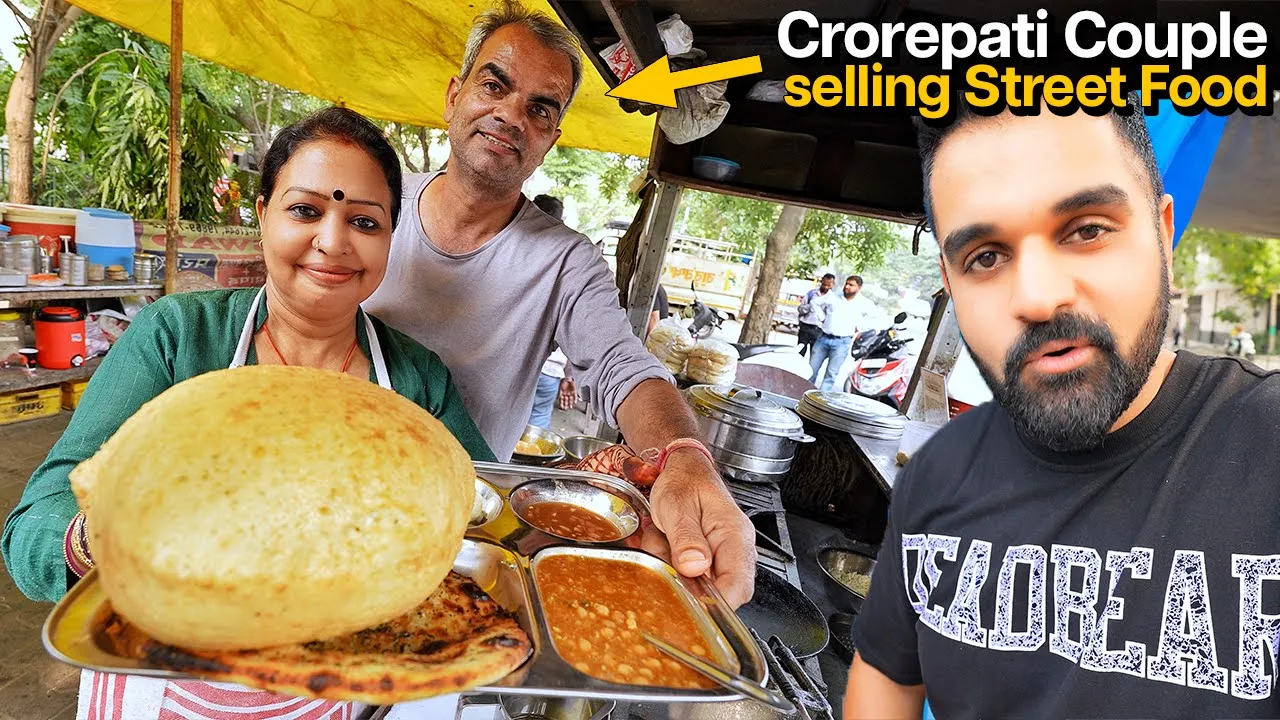 90/- Rs Luxury Thali   Crorepati Couple ka Indian Street Food   Chole Bhature, Hyderabadi Biryani