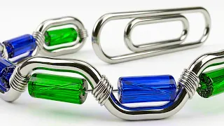 DIY Paper Clips Hack: Reflective Rainbow Silver Bracelet - Recycling idea to earn Money