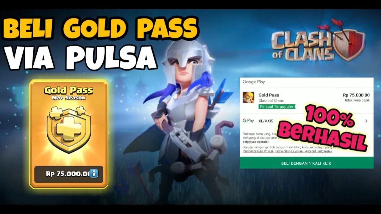 Beli gems clash royale dengan pulsa + open magical chest