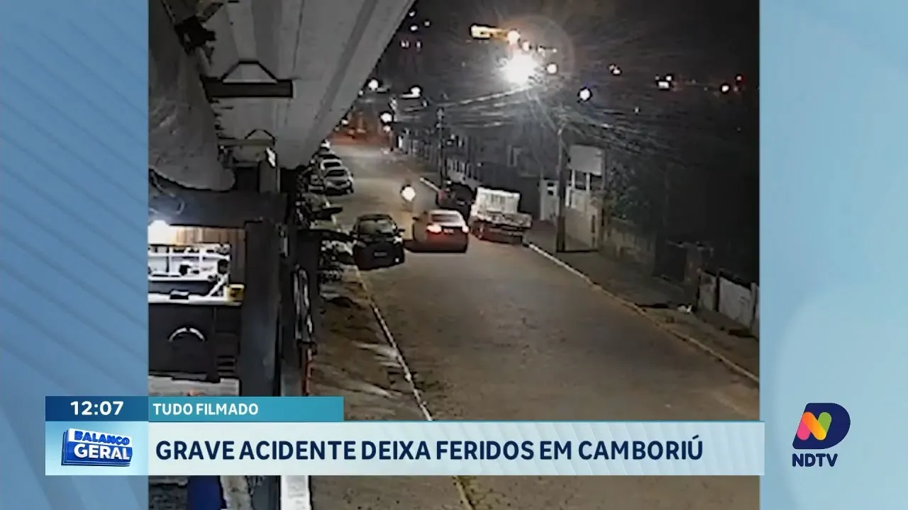 Câmera registra acidente grave em Camboriú com dois feridos