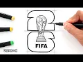 Drawing the FIFA WORLD CUP 2026 LOGO Step by Step using Grid Guide Outline and Coloring