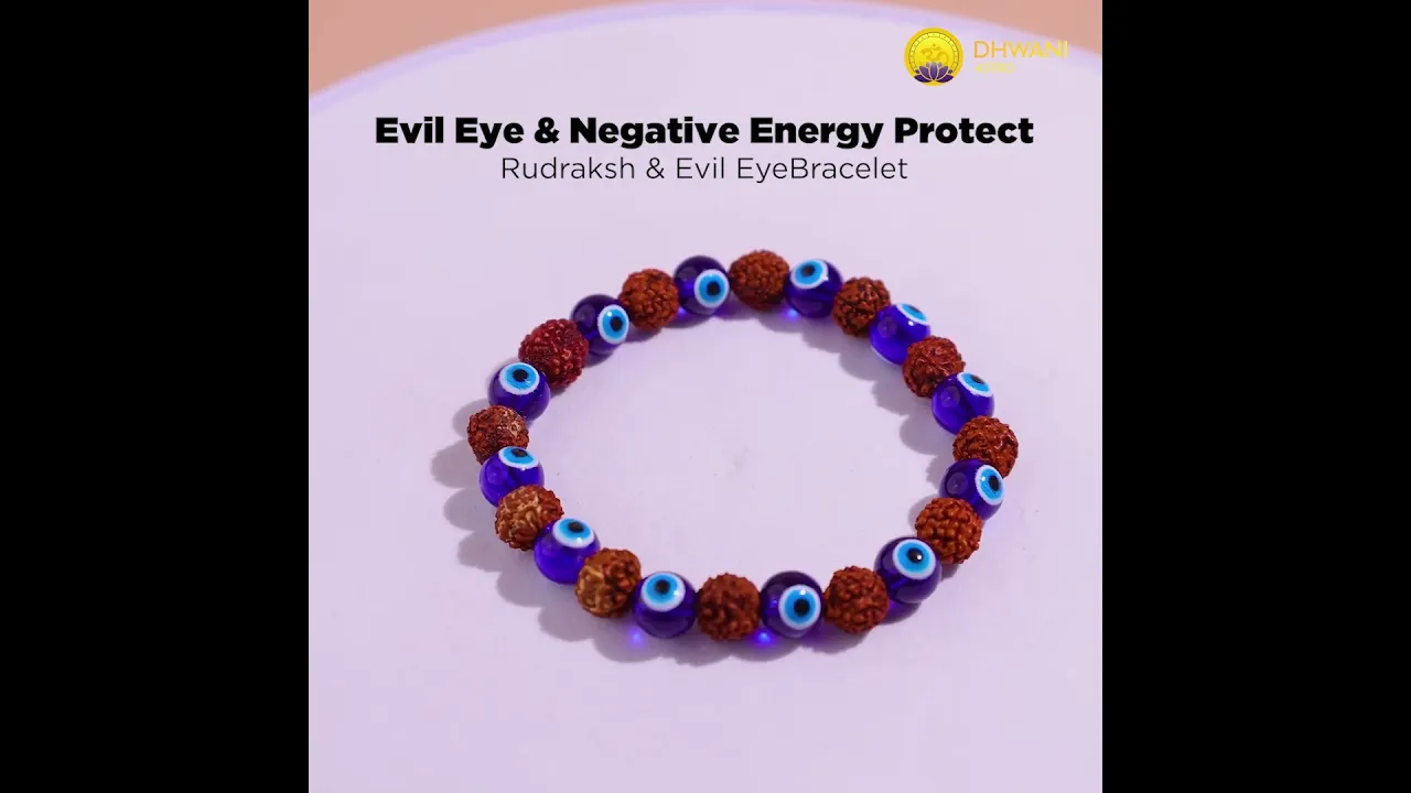 Evil Eye and Negative Energy Protect: Rudraksh & Evil Eye Bracelet  - Abhimantri & Certified
