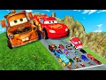 Big \u0026 Small Lightning McQueen Monster Wheels vs Pixar Cars with Big Wheels in BeamNG Drive #8