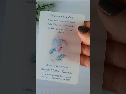 Santinho em papel vegetal para Batismo