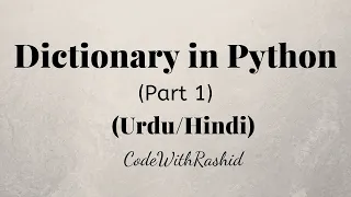 Dictionary in Python Part 1 Python Tutorials in