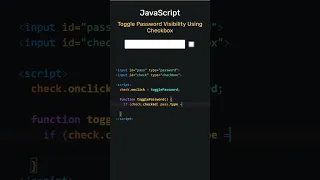 JavaScript Tips Toggle password visibility