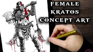 Drawing Female Kratos concept art Desenhando Kratos Mulher God Of War comic art timelapse